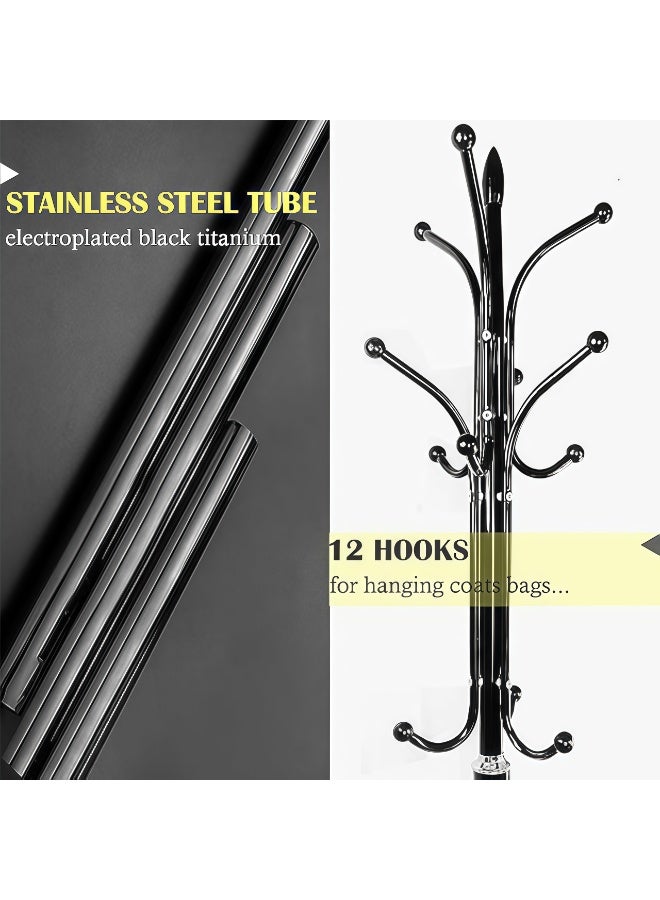 POWER Sturdy metal coat rack with 12 hooks, suitable for hallways, living rooms, and offices - a sturdy metal structure, space-saving coat rack for hanging coats, hats, bags, and scarves. - Image 5