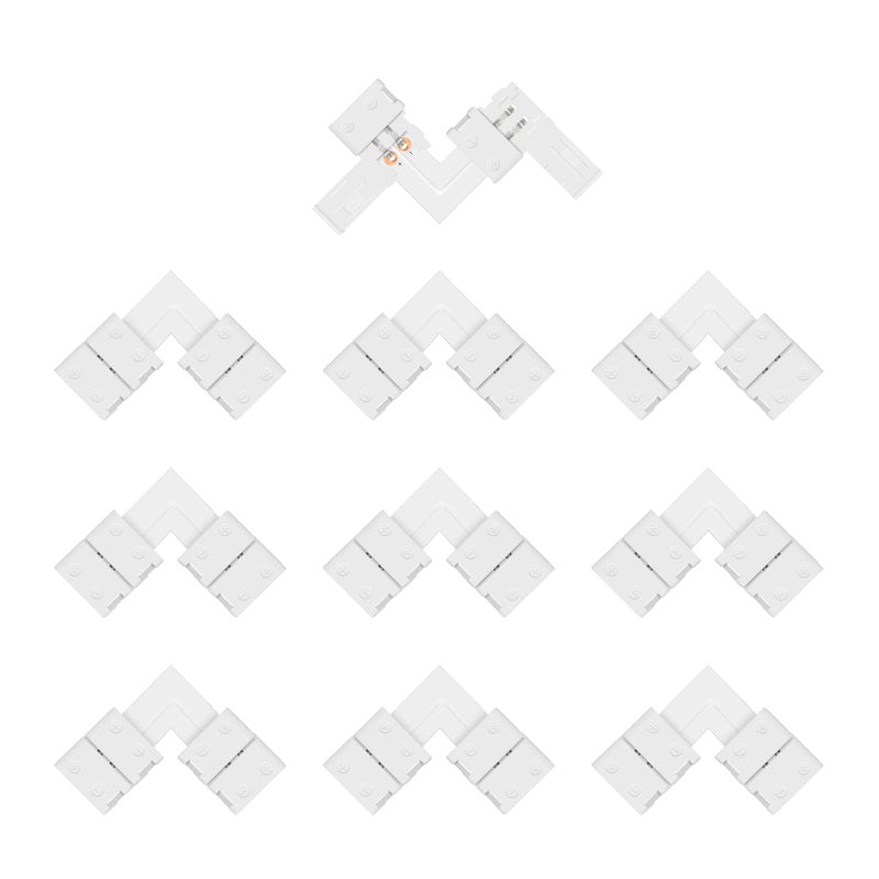 VIPMOON L Shape 2 Pin LED Strip Connectors 10mm, 10 Pcs Right Angle Corner Connector 90Â° Degree Solderless Snap Down Quick for 10mm Wide 5050 5630 LED Light Strip Single Color - Image 3