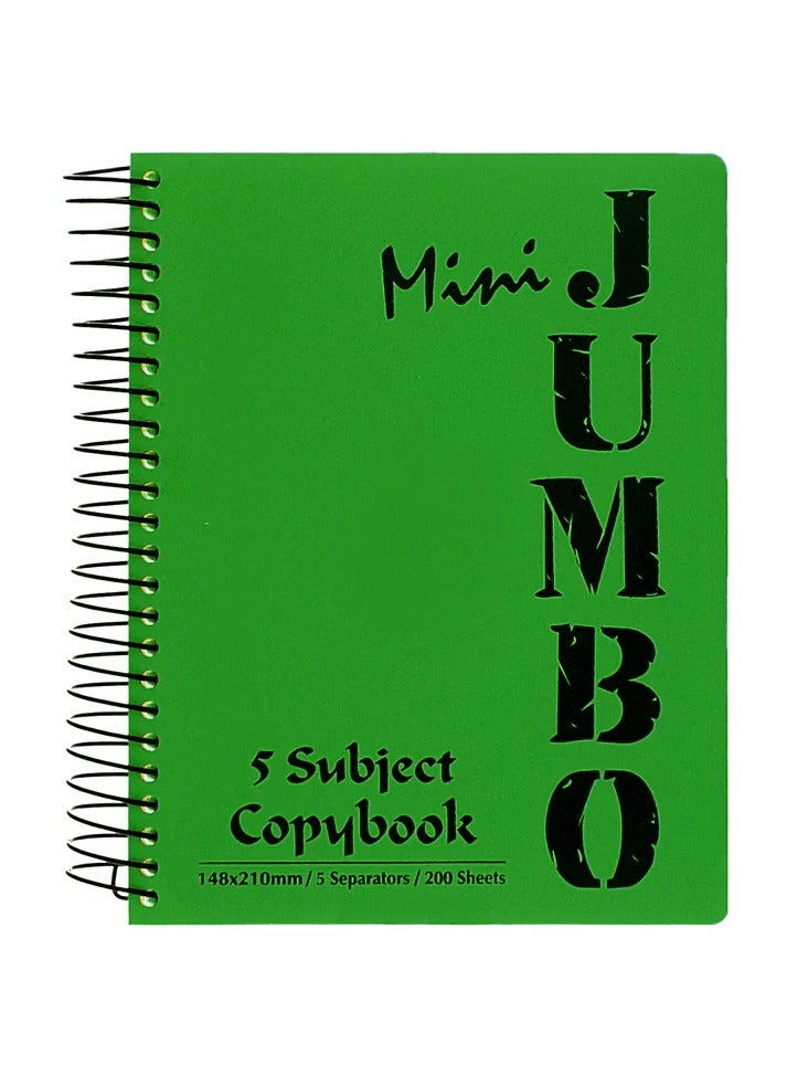 منترا كشكول ميني جامبو مسطر من مينترا 200ورقة مقاس 14.7x21سم، اخضر