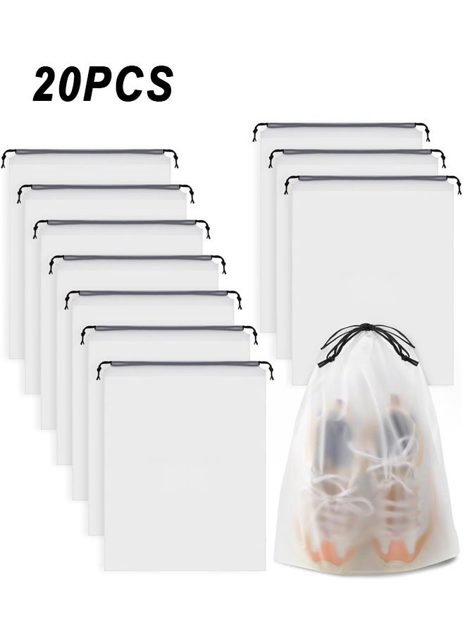 20PCS Clear Shoe Bags 30x40CM Drawstring Travel Shoe Bags for Packing, Waterproof Dustproof Portable Shoe Storage for Men and Women - Image 1