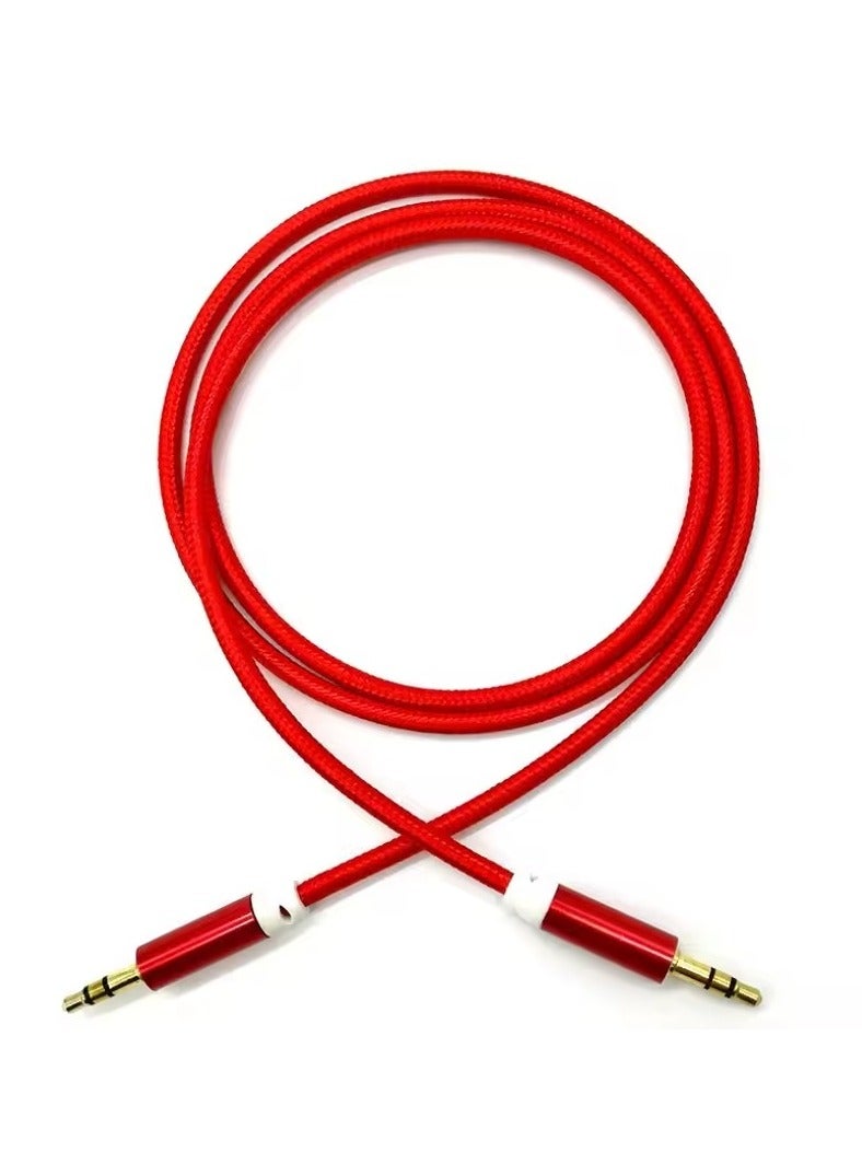 AUX Audio Cable Woven Fabric 3.5mm Metal Head Cord Male To Male Stereo Extension Line For Car Phones TV LCD And Speakers