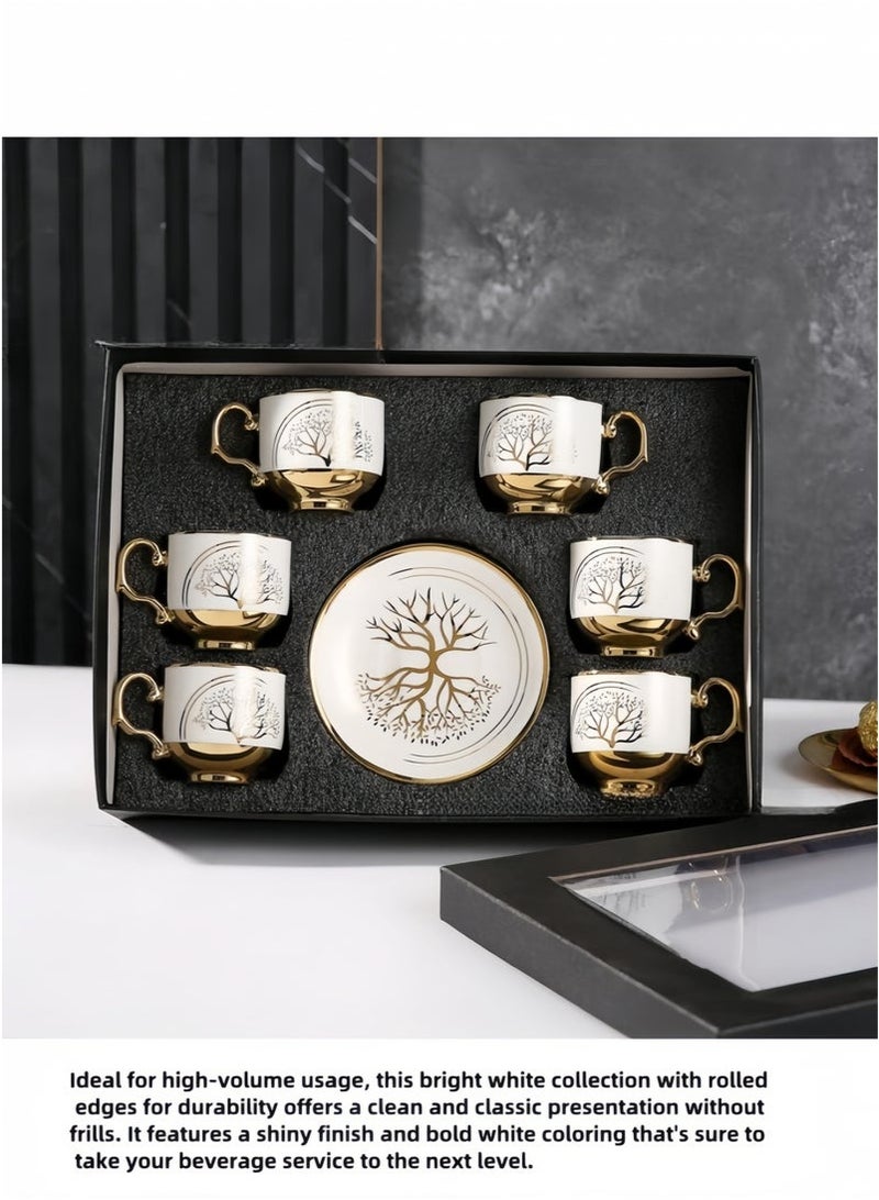 12 PCS Coffee Cup and Saucer Mug Set Arabic Ceramic Cup, Tumbler,90ML Cup and Saucer Set 6 Cups 6 Saucers - Image 5