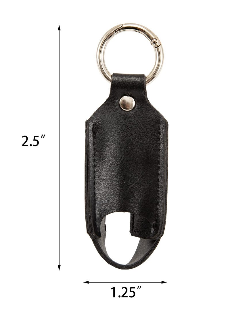Excefore - Asthma Inhaler Holder Carrying Holder for L-Shaped Inhaler PU Leather Protective Travel Handy Mini Holster for Adults and Kids,Carrying Case with Carabiner Clip, Inhaler Not Included, Black - Image 1