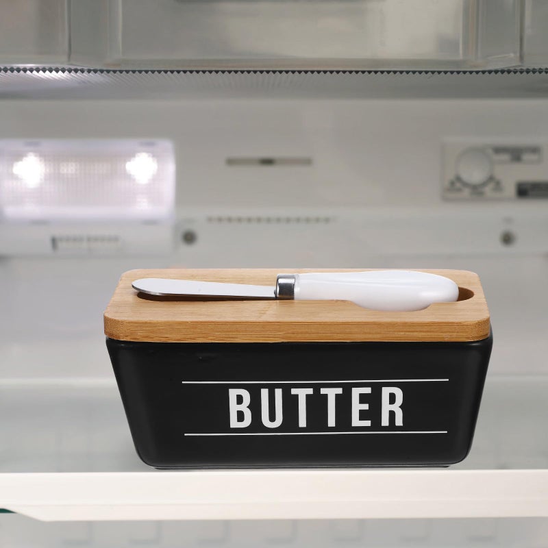 Ceramic Butter Dish with Lid and Stainless Steel Spreader 400ml Kitchen Countertop Holder - Image 4