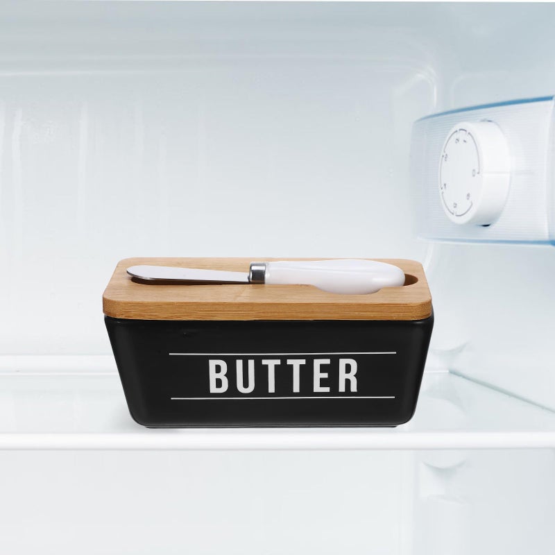 Ceramic Butter Dish with Lid and Stainless Steel Spreader 400ml Kitchen Countertop Holder - Image 5