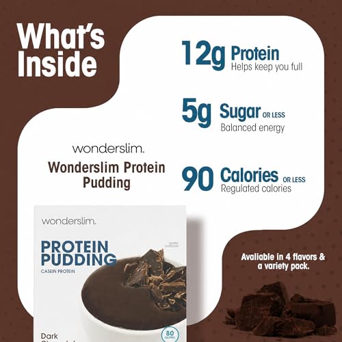 WonderSlim Protein Pudding Dark Chocolate Gluten Free Low Carb 7ct - Image 5
