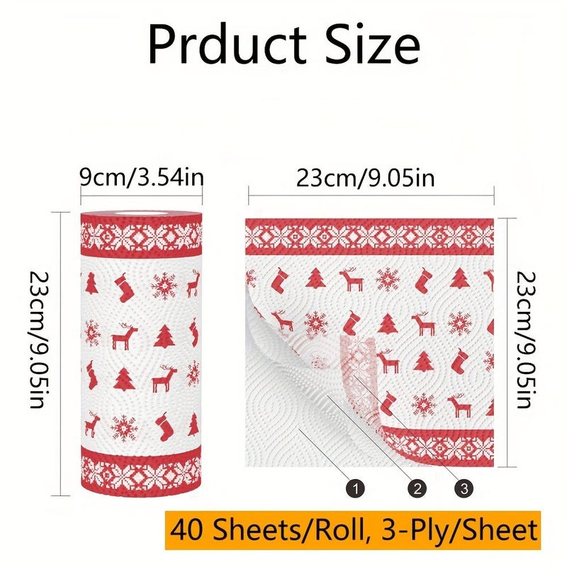 2 حزمة من مناشف ورقية عيد الميلاد 3 طبقات متينة لديكور المطبخ العطل - Image 4