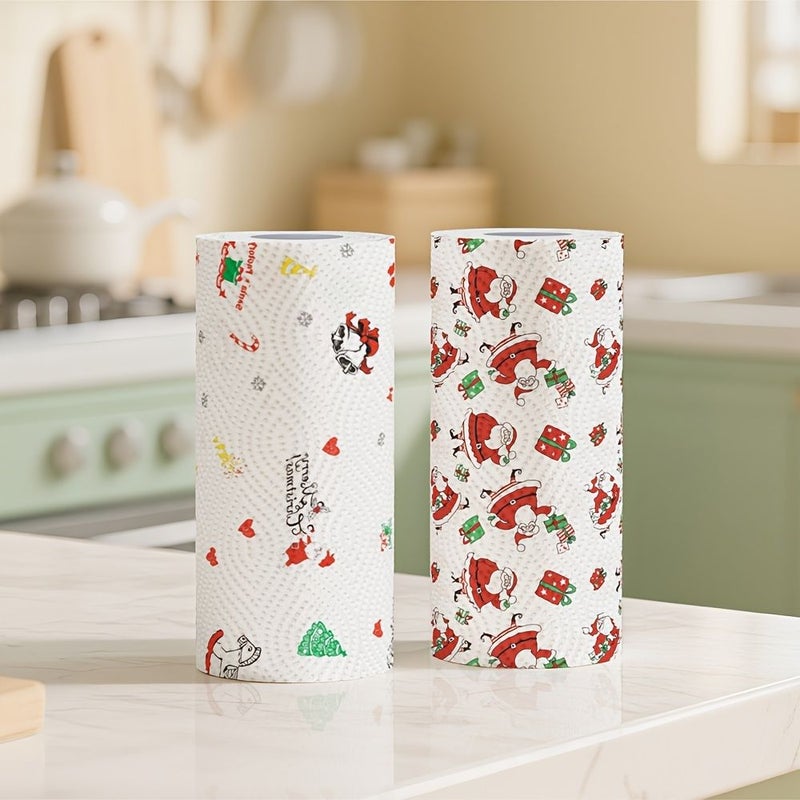 2 حزمة من مناشف ورقية عيد الميلاد 3 طبقات متينة لديكور المطبخ العطل - Image 5