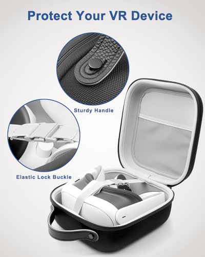 Krypthos Hard Carrying Case Compatible with Meta Quest 3S/Quest 3/Quest 2/Vision Pro, Portable VR Gaming Headset and Touch Controllers Case with Lens Protector, for Travel and Home Storage (Black) - Image 4