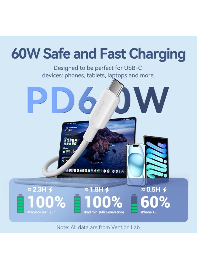 VENTION USB 2.0 Type-C Male to Type-C Male 3A Cable  Black PVC Type Model# TRCBF - Image 3