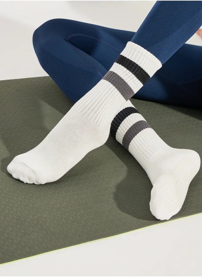 ستايلي Striped Detail Silicone Pad Base Yoga Socks