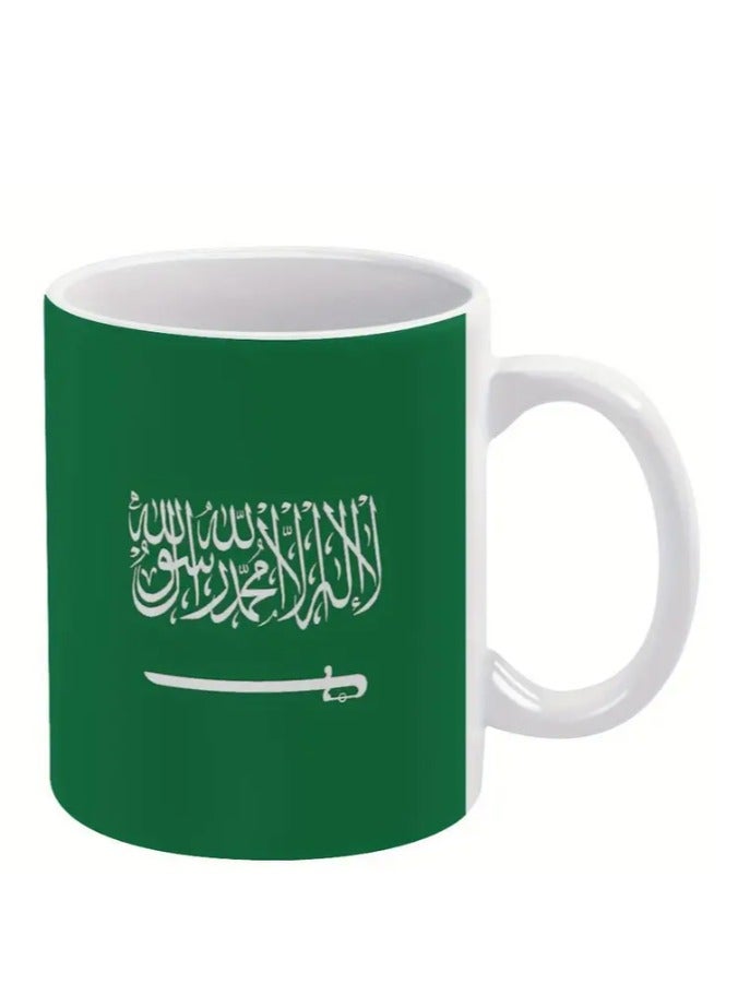 RYN Coffee Mug with Arabic Calligraphy & Double-Sided Green Design with Flag of Suadi Arabia - Image 2