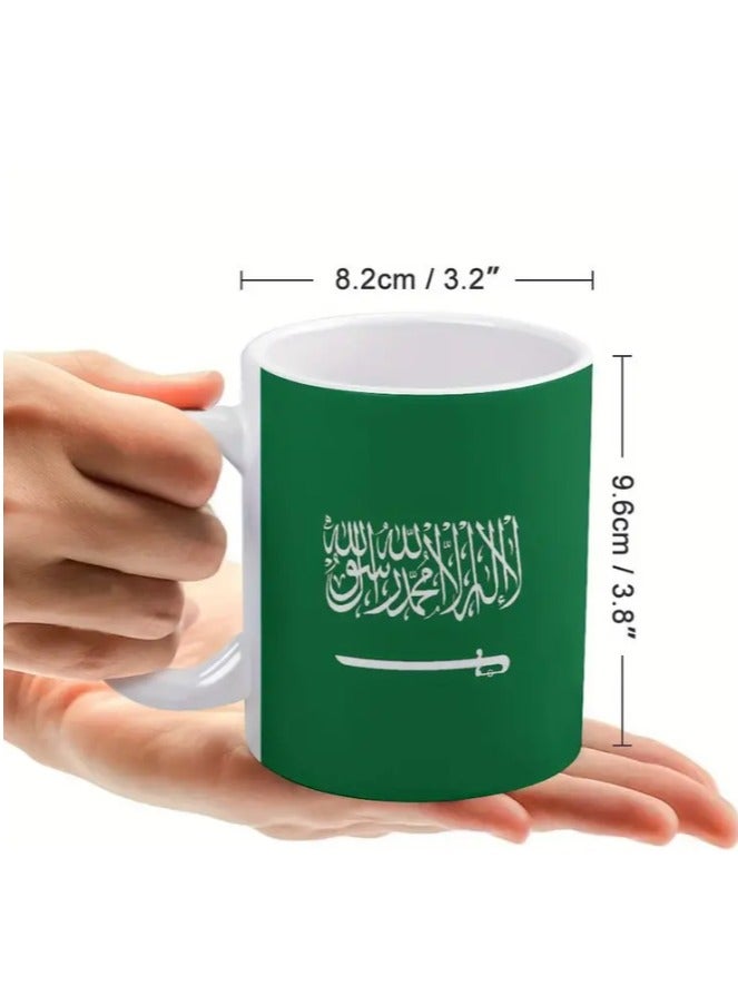RYN Coffee Mug with Arabic Calligraphy & Double-Sided Green Design with Flag of Suadi Arabia - Image 3
