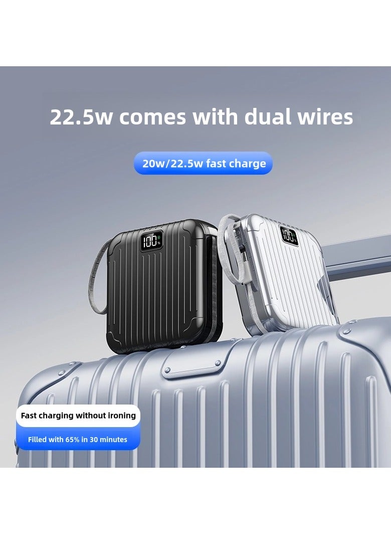 أوماكس 10000 mAh Fast Charging Power Bank, 30W Power Delivery with USB TypeC & IOS Cables  LED Display for iPhone 15 &16 Series, Samsung S24/S23/S25  iPad and Android Phones and More-SILVER - Image 4