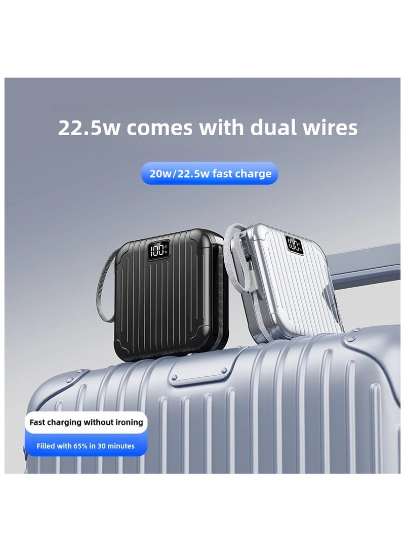 أوماكس 10000 mAh Fast Charging Power Bank, 30W Power Delivery with USB TypeC & IOS Cables  LED Display for iPhone 15 &16 Series, Samsung S24/S23/S25  iPad and Android Phones and More-SILVER - Image 3