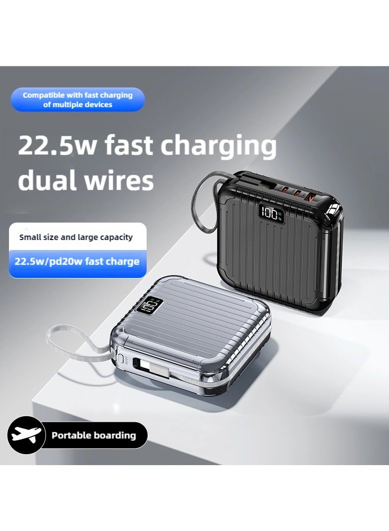 أوماكس 10000 mAh Fast Charging Power Bank, 30W Power Delivery with USB TypeC & IOS Cables  LED Display for iPhone 15 &16 Series, Samsung S24/S23/S25  iPad and Android Phones and More-SILVER - Image 1