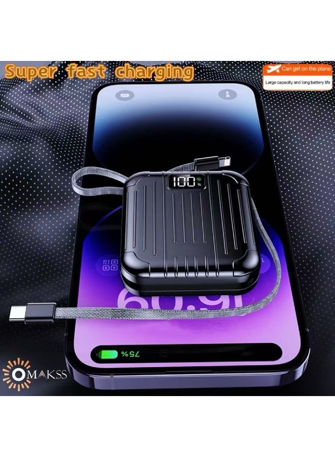 أوماكس 10000 mAh Fast Charging Power Bank, 30W Power Delivery with USB TypeC & IOS Cables  LED Display for iPhone 15 &16 Series, Samsung S24/S23/S25  iPad and Android Phones and More-SILVER - Image 5