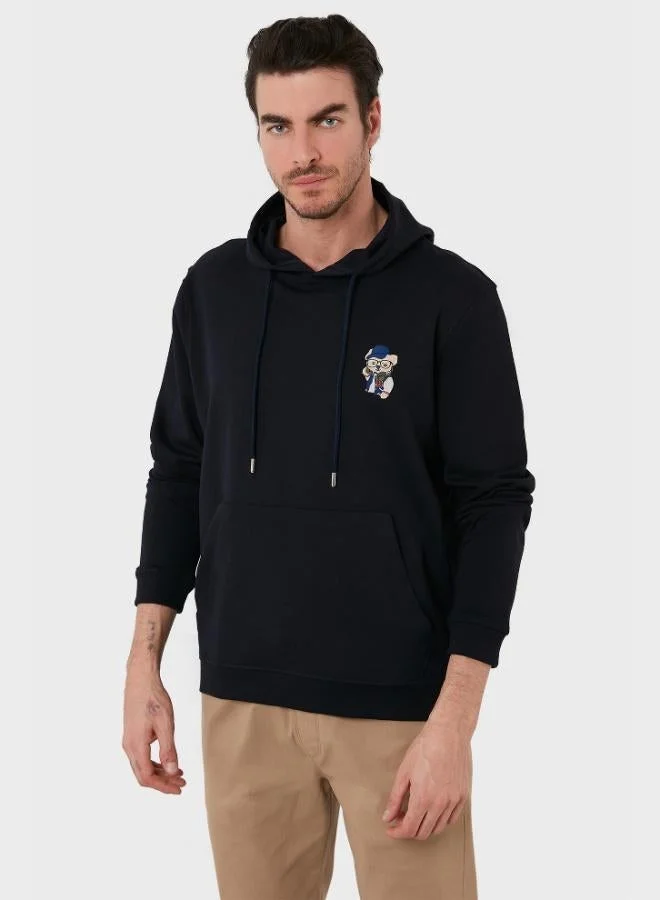 Buratti  Buratti Cotton Regular Fit Hooded Sweatshirt with Kangaroo Pocket for Men SWEAT 6141006B for Men | Best Price UAE