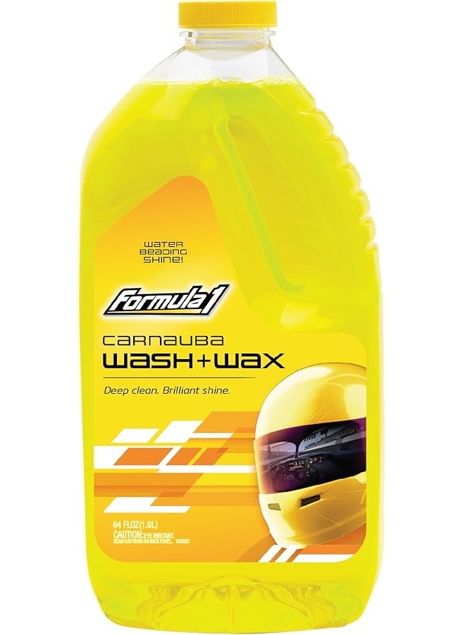 فورمولا 1 غسول وشمع كارنوبا للسيارات يزيل الأوساخ والغبار، ويحمي ويلمع، 64 أونصة، 615032، ارتفاع 12.6 سم × عرض 26 سم × عمق 9.2 سم - Image 1