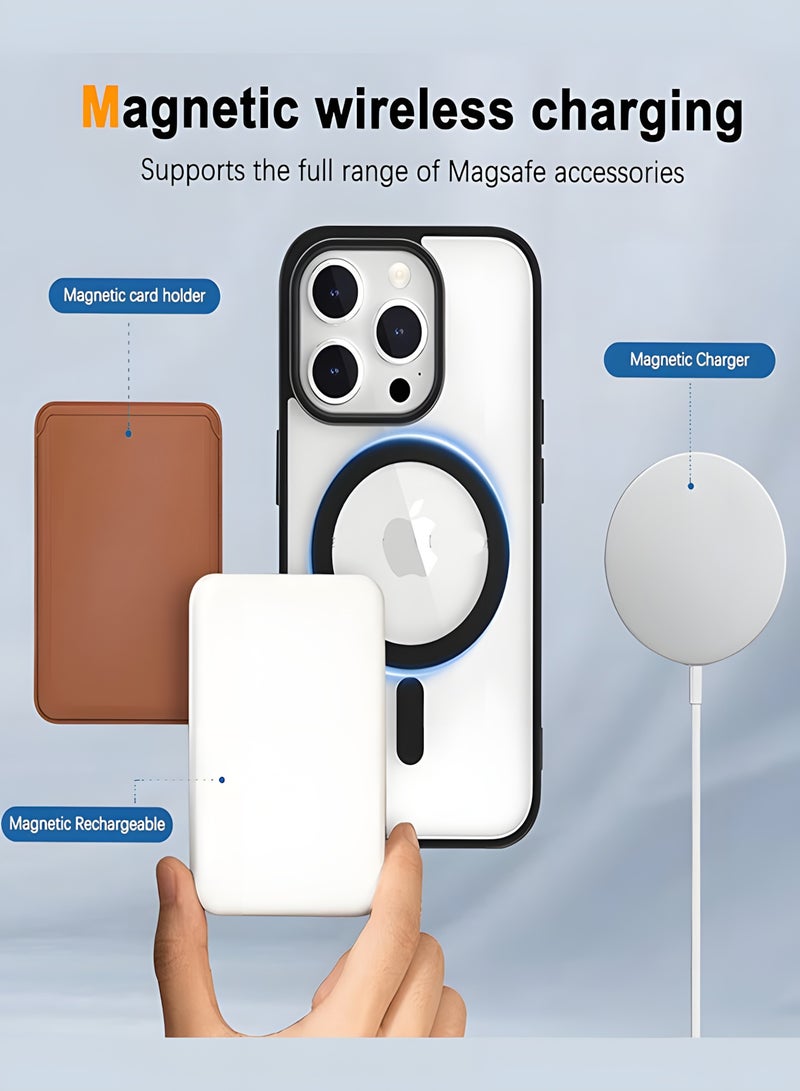 Magsafe Case for iPhone 12 Pro Max Magsafe Clear Cover Magnetic Wireless Charging Support, Shockproof Protection, Scratch-Resistant for iPhone 12 Pro Max - Black - Image 4