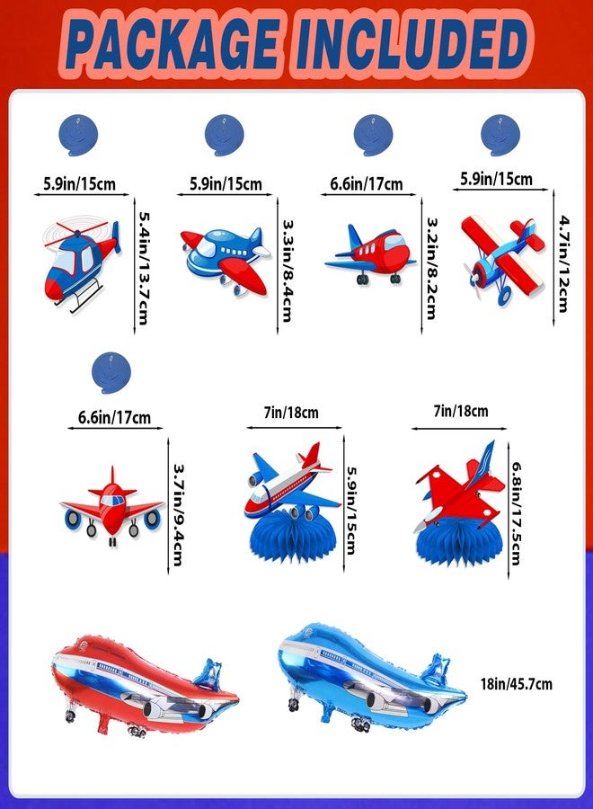 MZ.ogm Airplane Birthday Party Decorations - Airplane Party Decorations with Blue Glitter Happy Birthday Banner Plane Balloons Hanging Swirls Centerpieces for Boys Plane Themed Decor - Image 3