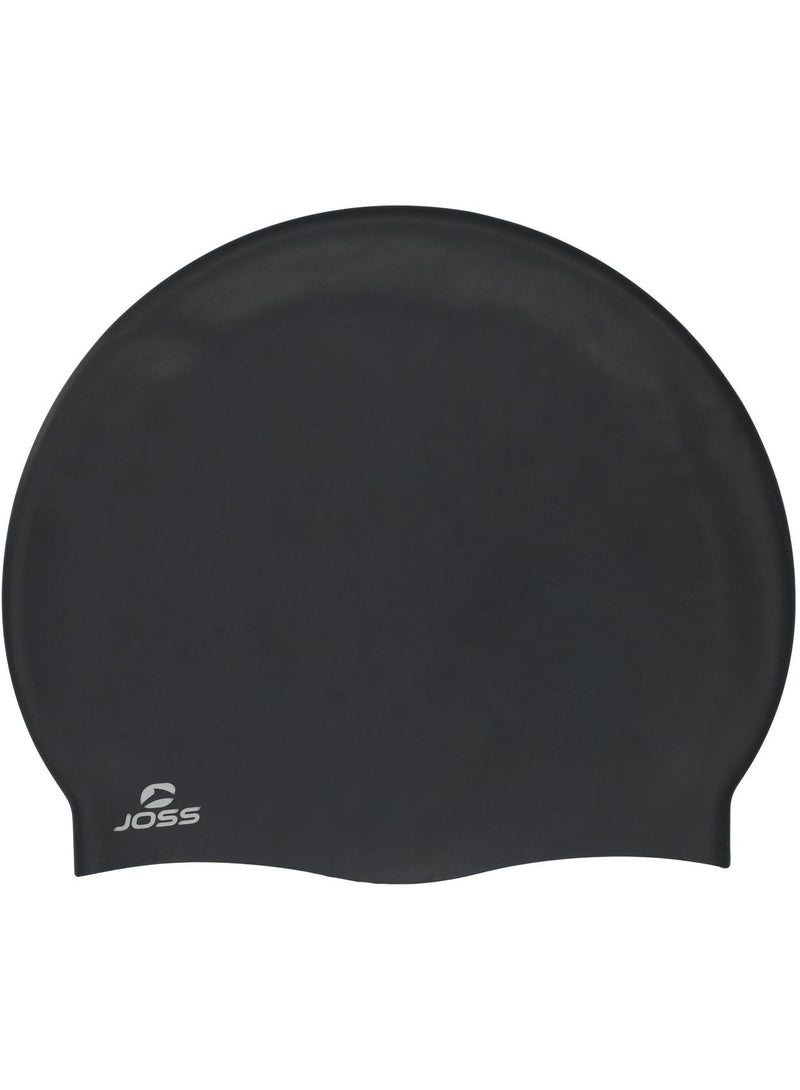 Joss Black Silicone Swimming Cap  One Size, Comfortable Fit, Durable & Flexible, Ideal For Pool & Open Water, Minimalist Design, Easy To Wear - Image 1