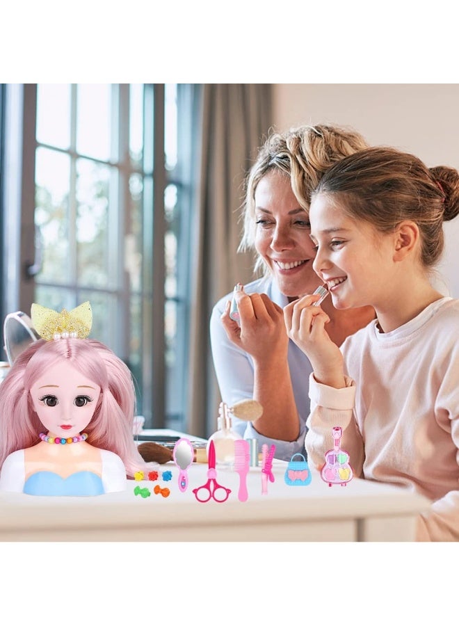 NajmStyle 25Pcs Hairdressing Makeup Dolls, Hair Styling Model Doll,Design Model Doll Head, Girls Playset with Beauty and Fashion Accessories - Image 4
