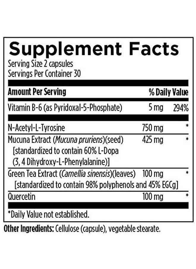 designs for health - Dopaboost Dopamine Support Supplement For Men + Women Acetylltyrosine Mucuna Extract Vitamin B6 Designed For Sleep Mood + Cognitive Support Vegan (60 Capsules) - Image 1