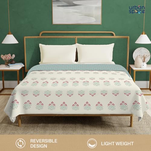 Urban Space 100% Cotton Malmal Double Bed Dohar, All Season Reversible Blanket, Soft, Lightweight and Breathable Ac Dohar/Quilt/Blanket/for Bed, Sofa AC Blanket (86 x 95 inch, Malhaar Dusty Blue) - Image 4