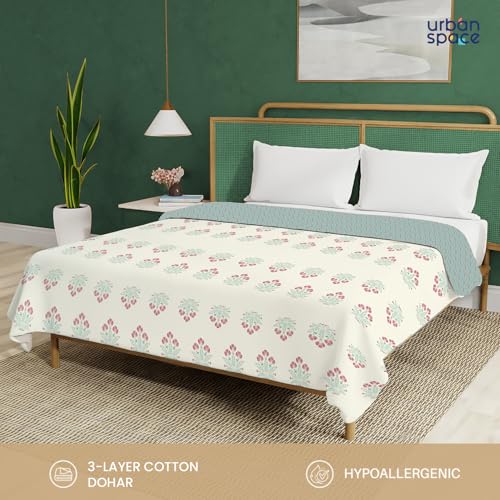 Urban Space 100% Cotton Malmal Double Bed Dohar, All Season Reversible Blanket, Soft, Lightweight and Breathable Ac Dohar/Quilt/Blanket/for Bed, Sofa AC Blanket (86 x 95 inch, Malhaar Dusty Blue) - Image 5