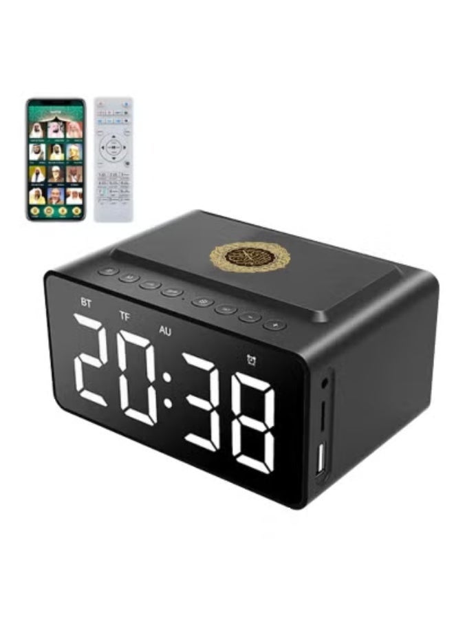 Gravity SQ808 Quran Speaker with Azan Clock – 8GB Storage Bluetooth Speaker with App Control, LED Display Alarm Clock, FM Radio, Powerful Battery Backup, USB Port, Quran Recitation, MP3 Playback, Night Light – Ideal for Bedside, Prayer Rooms, and Islamic Gifts - Image 1