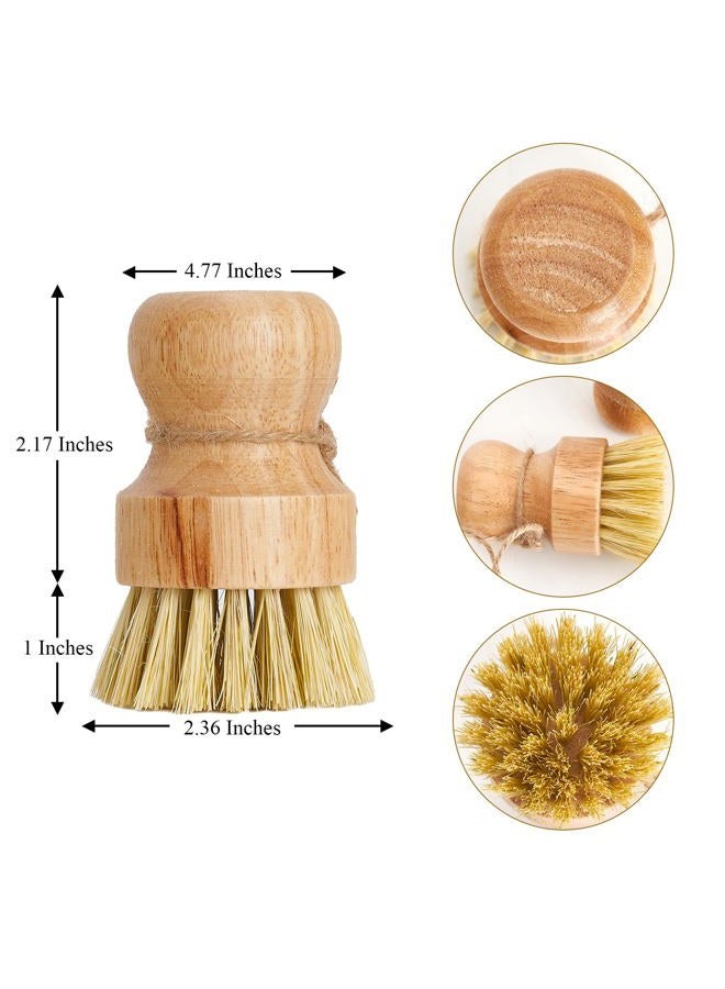 Diahom Bamboo Dish Brush Scrubber 3 Pack for Cleaning Pot Pans Hanging Rope Kitchen Dishwashing - Image 2