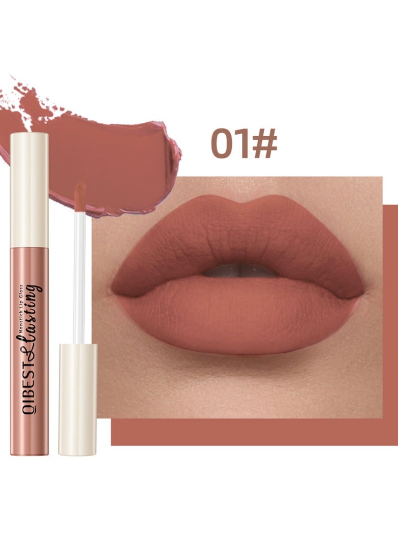 QiBest - Matte Lip Gloss Long Lasting  Smudge Proof Non Sticky Lip Stain COLOR 01 - Image 1