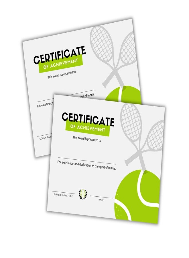 Lashicorn Tennis Player Certificate of Achievement 30pk 8.5x11” Racket Team Winner Tournament Improved Participation Ball Summer Court Recognition - Image 1