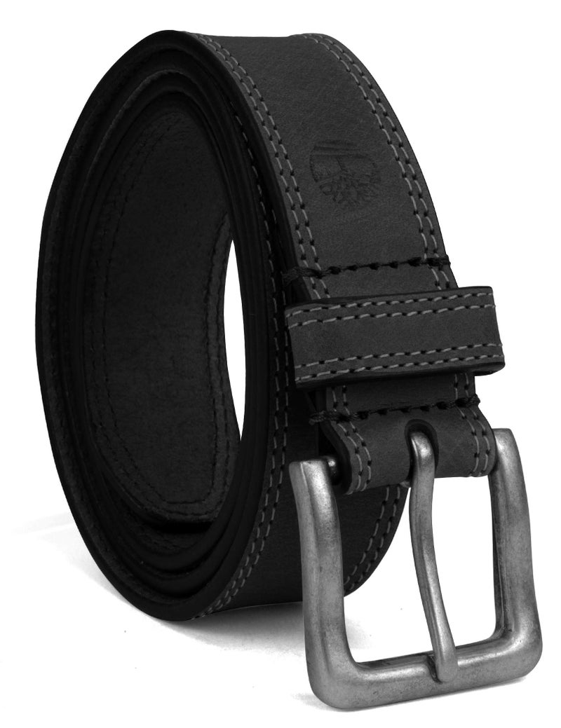 Timberland Men's Big and Tall Classic Leather Jean Belt 1.4 Inches Wide (Big & Tall Available), Black (Stitched), 56 - Image 1
