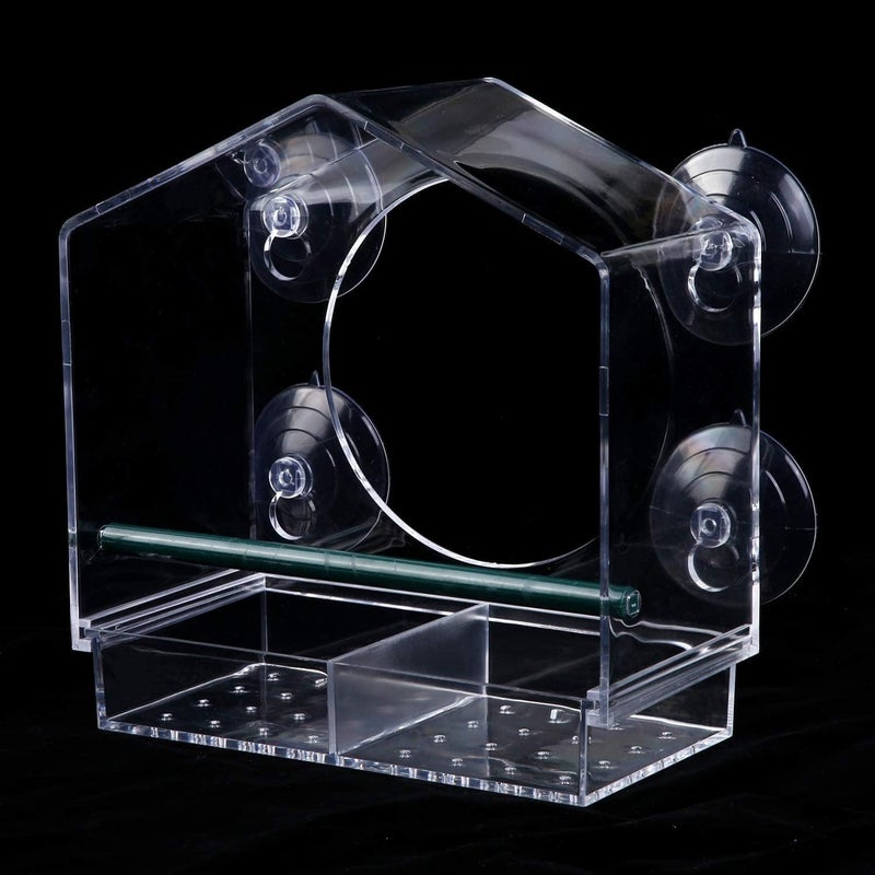 VISIOGEAR Clear View Window Bird Feeder with Strong Suction Cups, Acrylic Transparent Outdoor Wild Bird Seed Feeder and Décor, 2 Cup Capacity, Clear - Image 4