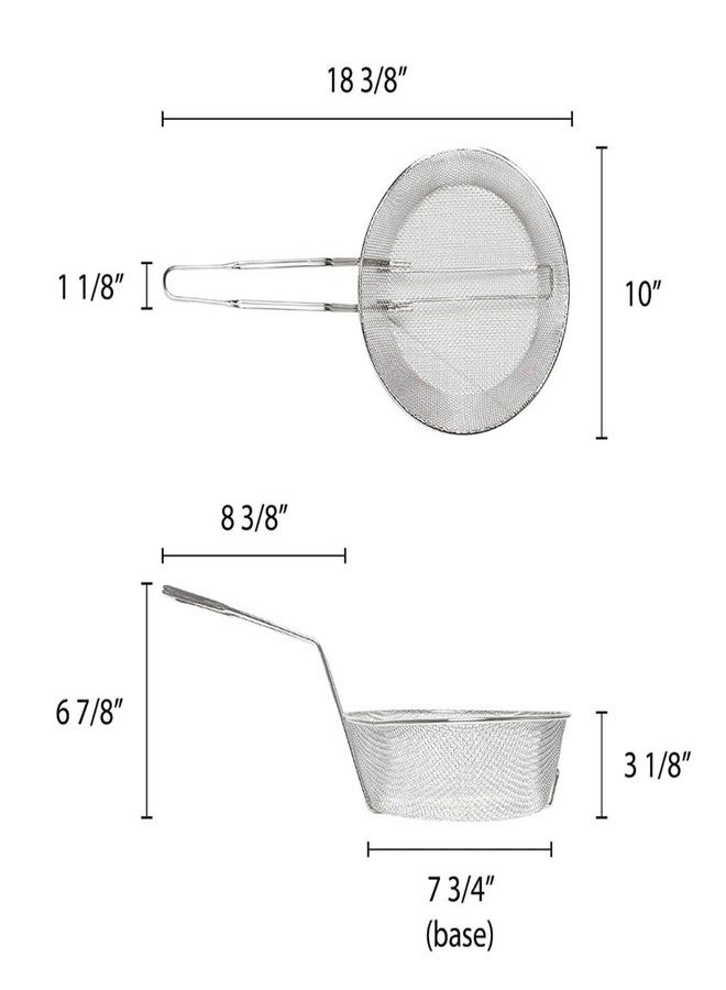 TrueCraftware- 10" Round Fine Mesh Culinary Basket Nickel Plated with 9-1/8" Handle Length- Kitchen Frying Basket Food Strainer Skimmer Strainer for Cooking Home Kitchen Restaurants - Image 4