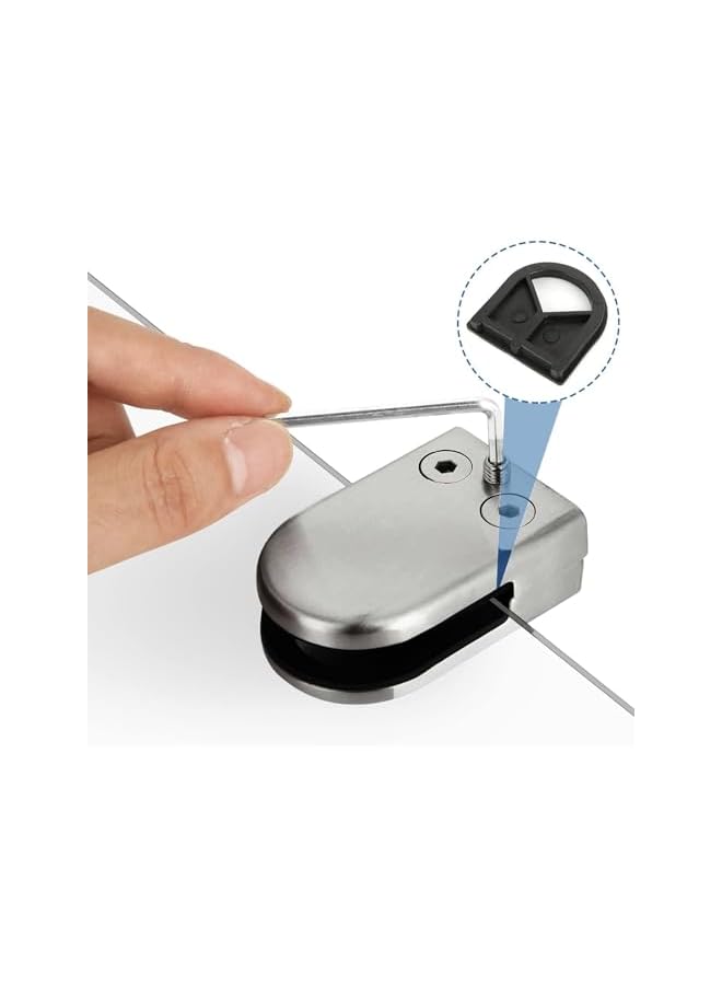 promass Glass Clips,4PCS Glass Clamps 10-12mm Glass Brackets Clamp Stainless Steel Round Glass Bracket Adjustable Flat Back Glass Clip Clamps Holder for Balustrade Staircase Handrail - Image 5