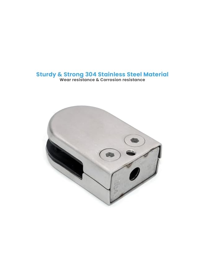 promass Glass Clips,4PCS Glass Clamps 10-12mm Glass Brackets Clamp Stainless Steel Round Glass Bracket Adjustable Flat Back Glass Clip Clamps Holder for Balustrade Staircase Handrail - Image 4