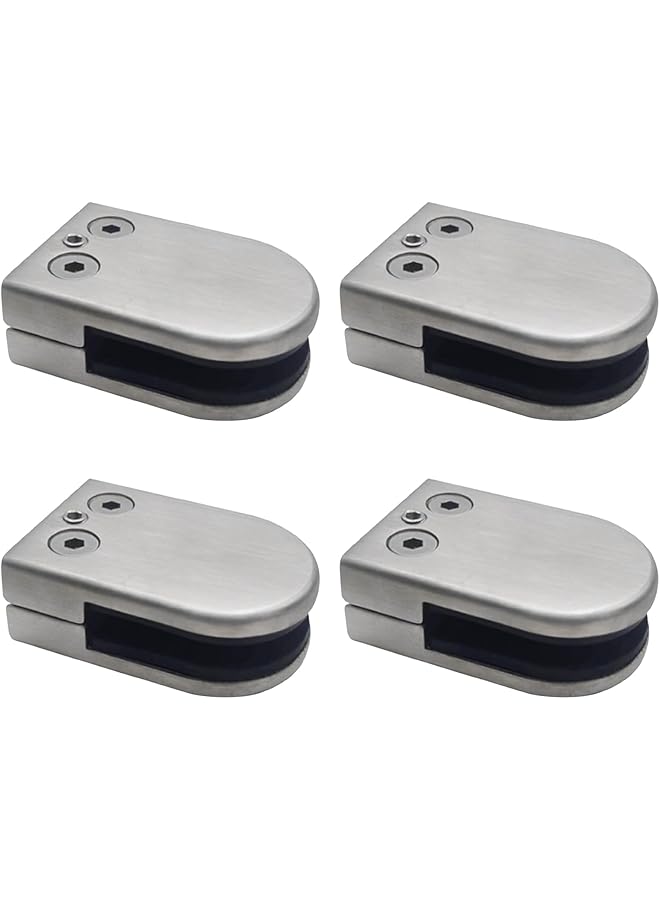 promass Glass Clips,4PCS Glass Clamps 10-12mm Glass Brackets Clamp Stainless Steel Round Glass Bracket Adjustable Flat Back Glass Clip Clamps Holder for Balustrade Staircase Handrail - Image 1