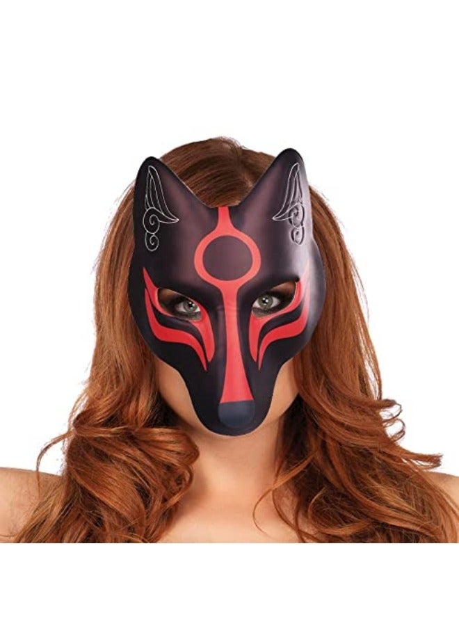 CCOVERY Fox Mask Japanese Kabuki Kitsune Masks for Men Women Cosplay Party Masquerade Costume Prop Full Face Stage Performance Mask - Image 1