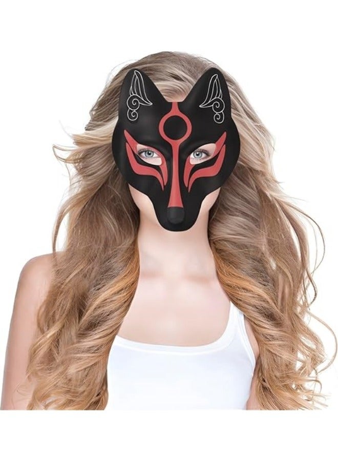 CCOVERY Fox Mask Japanese Kabuki Kitsune Masks for Men Women Cosplay Party Masquerade Costume Prop Full Face Stage Performance Mask - Image 2