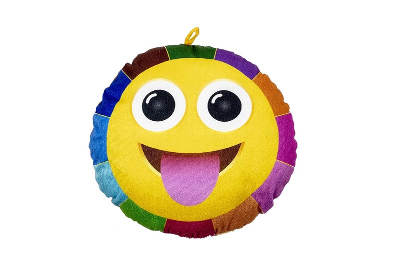 Keshav Creation Velvet Combo Of Baby Smiley Cushion Reversible Printed Emoji Side Pattern Coloring Boxes13X13 Inch Soft Toys Cushion 3 Pillow Heart Eyes Multicolor - Image 3
