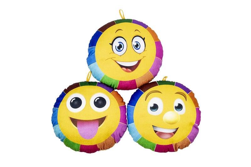 Keshav Creation Velvet Combo Of Baby Smiley Cushion Reversible Printed Emoji Side Pattern Coloring Boxes13X13 Inch Soft Toys Cushion 3 Pillow Heart Eyes Multicolor - Image 2