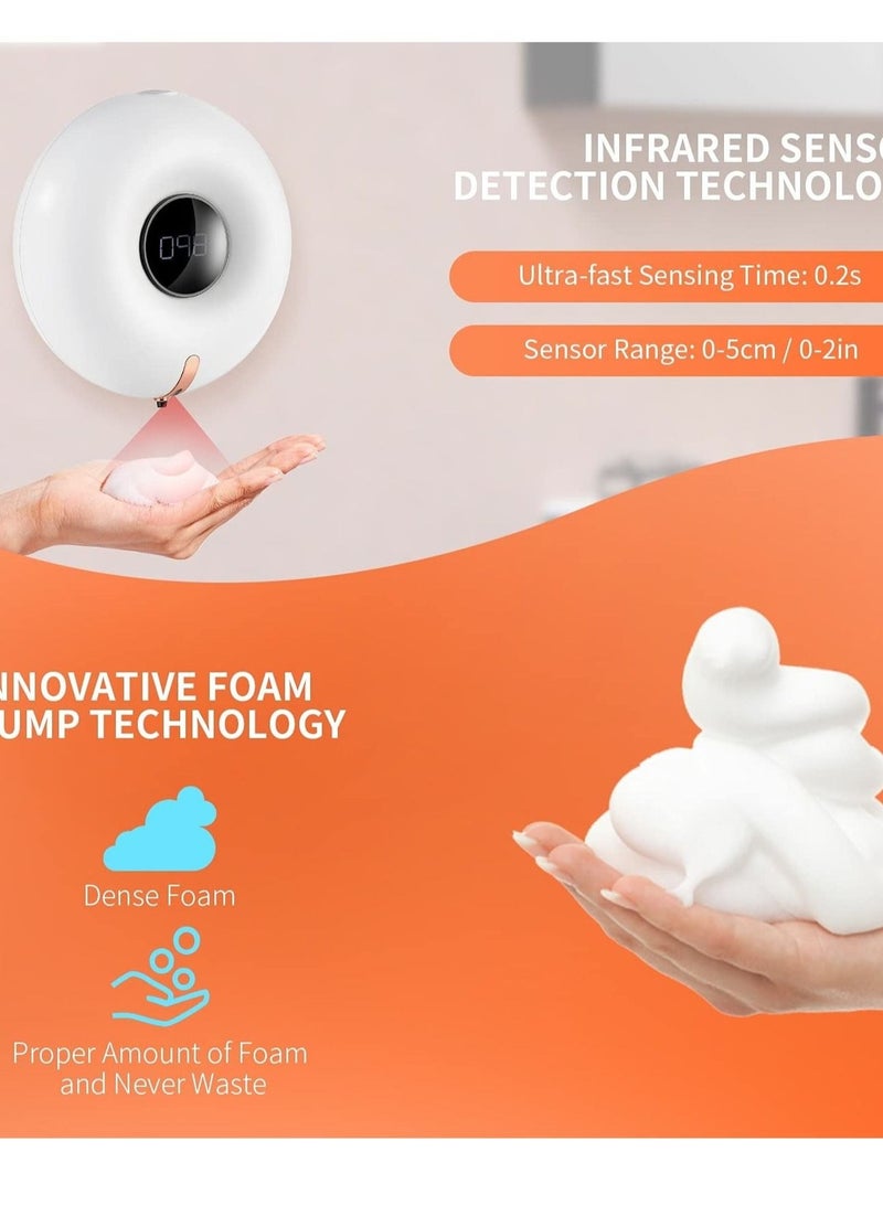 Automatic Soap Dispenser, Foaming Soap Dispenser Wall Mount Foam Soap Dispenser Touchless Soap Dispenser Smart Electric Wall Auto Foaming Hand Soap Dispenser for Bathroom, Kitchen - Image 3