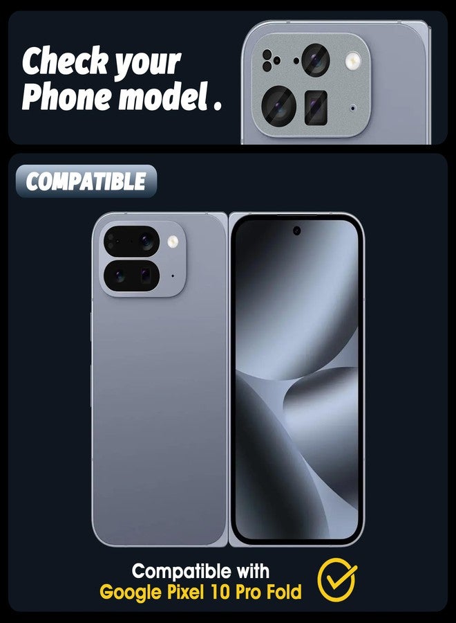 Orzero (2 Pack) Camera Lens Protector Compatible for Google Pixel 10 Pro Fold, Protector de Cámera Premium Metal and Glass Precise Camera Cutouts High Definition Anti-Scratch - Light Gray - Image 2