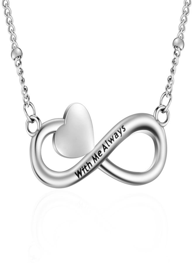 XIUDA Infinity Cremation Jewelry Heart Urn Necklace for Ashes Stainless Steel Urn Pendant Memorial Ashes Necklace for Women Men - Image 1