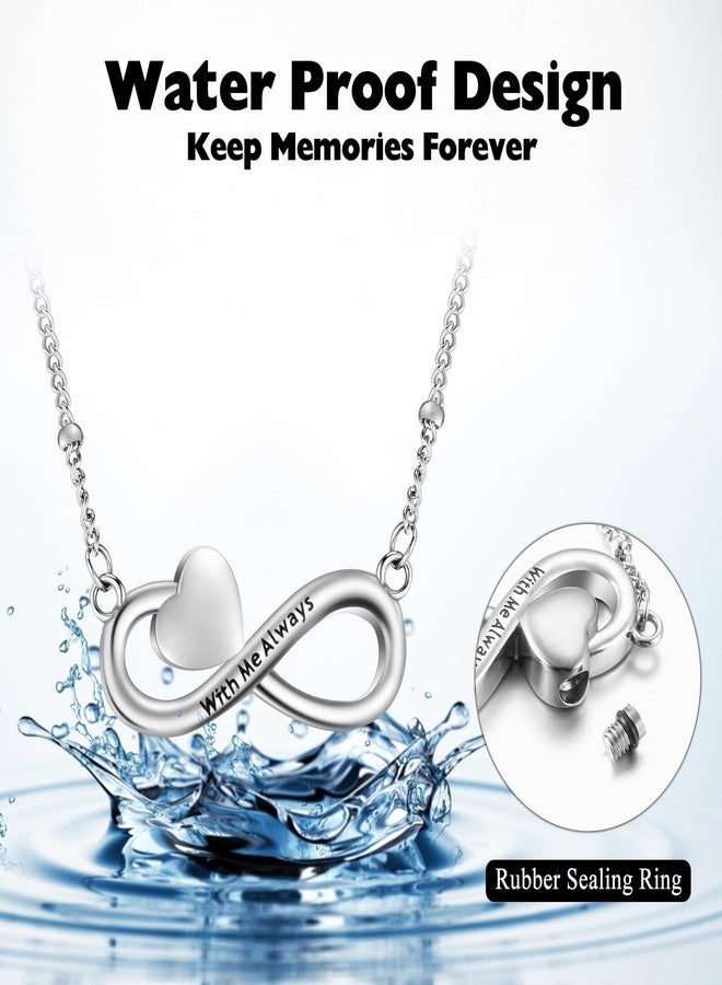 XIUDA Infinity Cremation Jewelry Heart Urn Necklace for Ashes Stainless Steel Urn Pendant Memorial Ashes Necklace for Women Men - Image 4