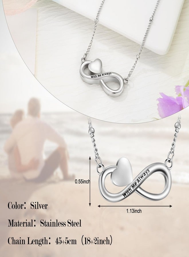 XIUDA Infinity Cremation Jewelry Heart Urn Necklace for Ashes Stainless Steel Urn Pendant Memorial Ashes Necklace for Women Men - Image 2