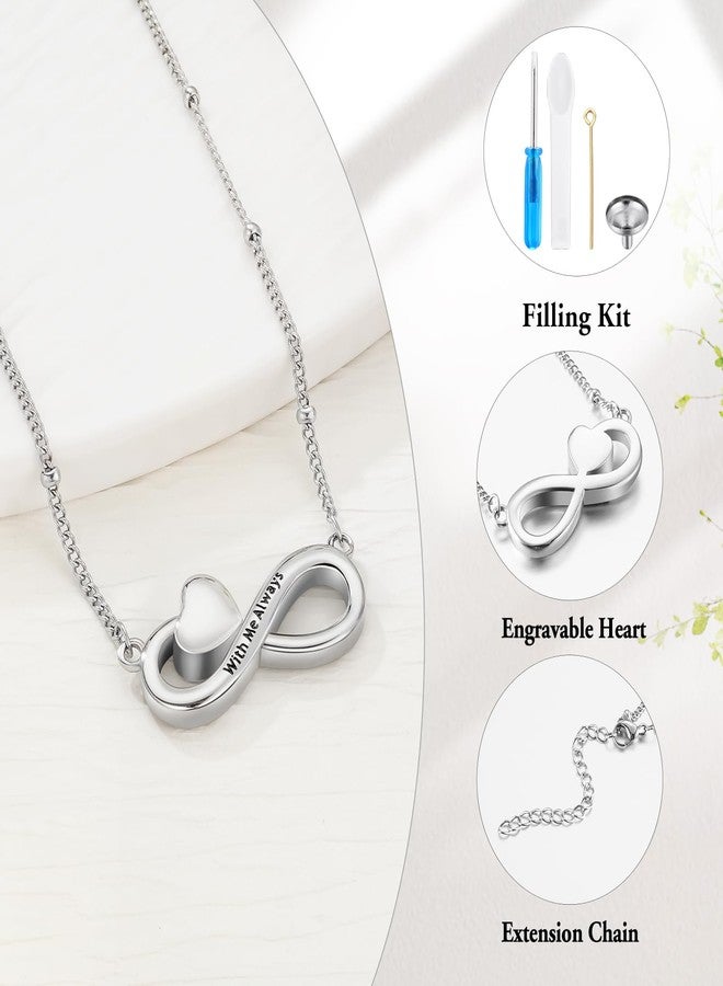 XIUDA Infinity Cremation Jewelry Heart Urn Necklace for Ashes Stainless Steel Urn Pendant Memorial Ashes Necklace for Women Men - Image 3